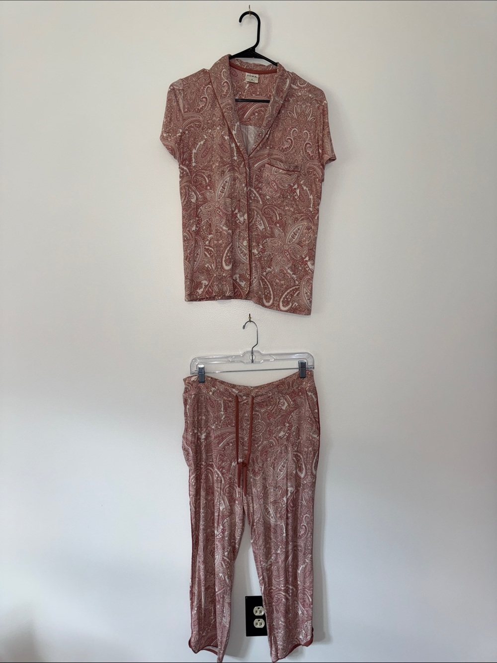 SOMA Paisley Print Lightweight Lounge Pants & Top Set - Dusty Rose